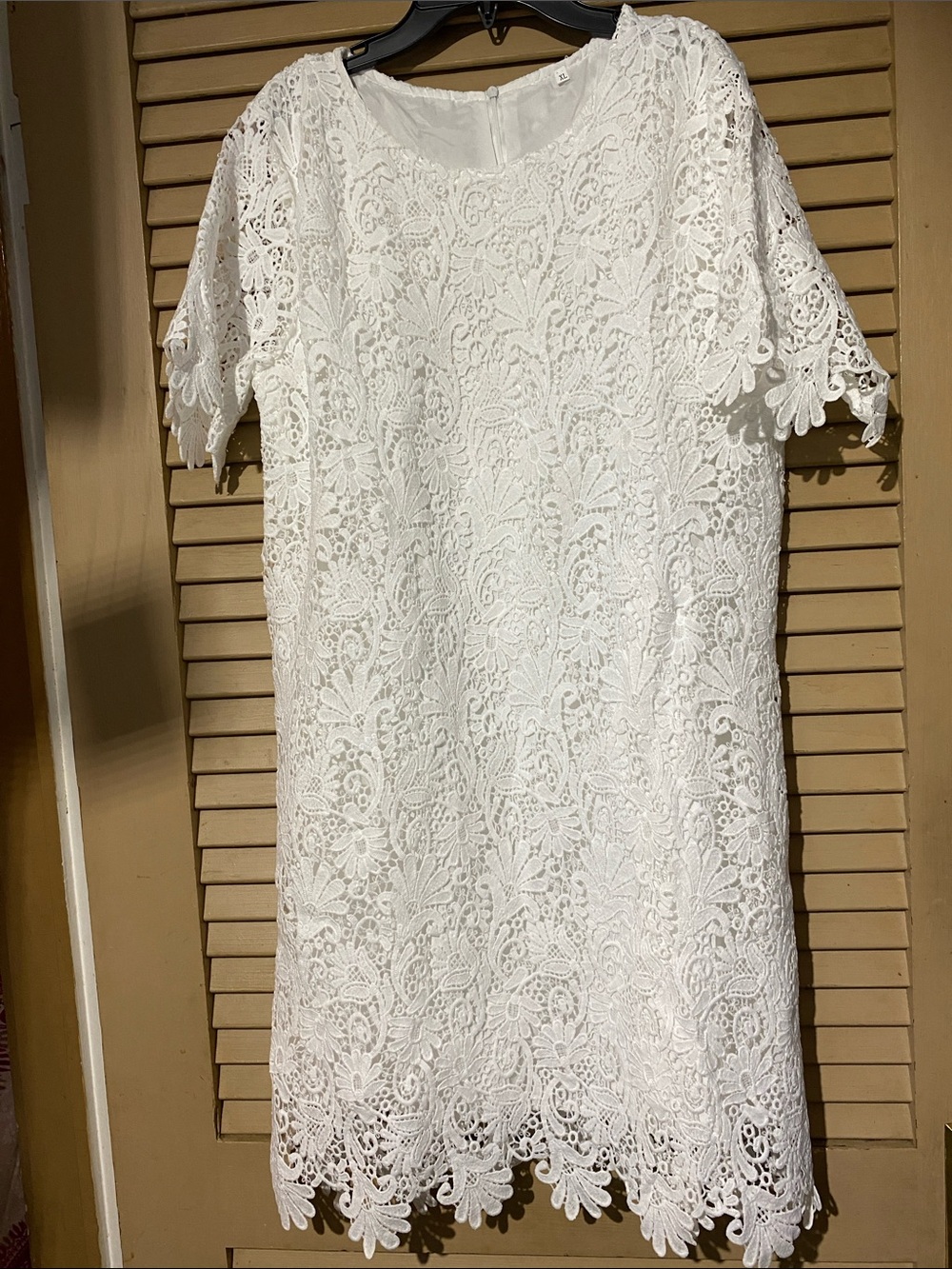 White Lace Crochet Shift Dress